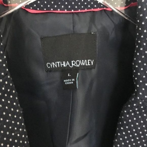CYNTHIA ROWLEY Polka Dot Blazer In Navy Size Large - Picture 3 of 4